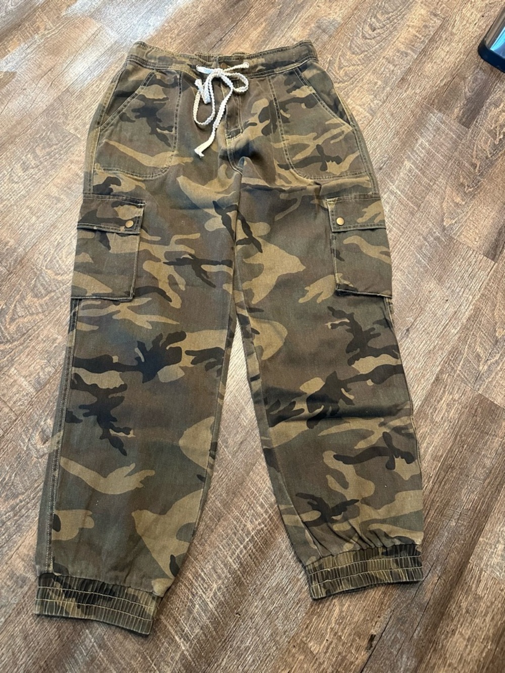 POL Wide Leg Women's Cargo Jumpsuit Pants - Camouflage Green